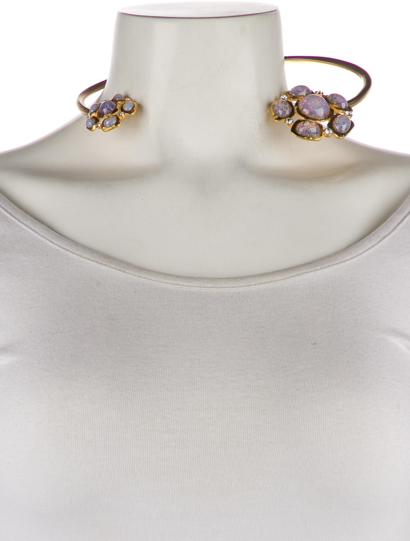 Kenneth Jay Lane Resin & Crystal Hinge Collar Necklace